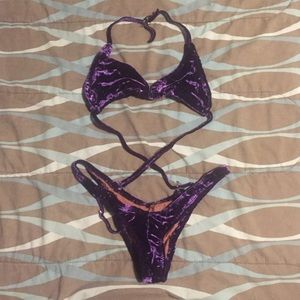 Eggplant Crushed Velvet Figure Suit